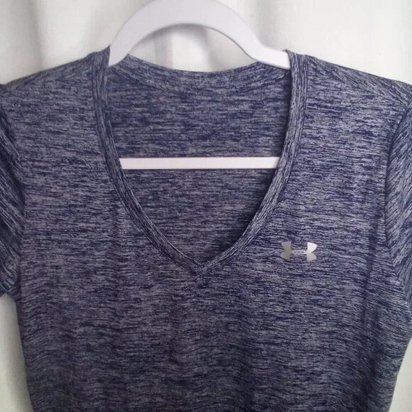 Under Armour Shirt Women S ? V-neck Short Sleeve Active Athletic Blue - Picture 7 of 16